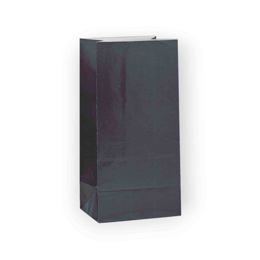 Picture of PAPER PARTY BAGS BLACK - 12 PACK